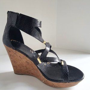 Brash Rory Wedge Black Sandals Size 6.5